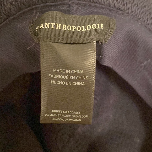 Anthropologie Navy Hat with Leopard Trim - Picture 3 of 4